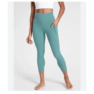 Athleta Stash Pocket Salutation Tight 7/8 Size Large Blue / Green